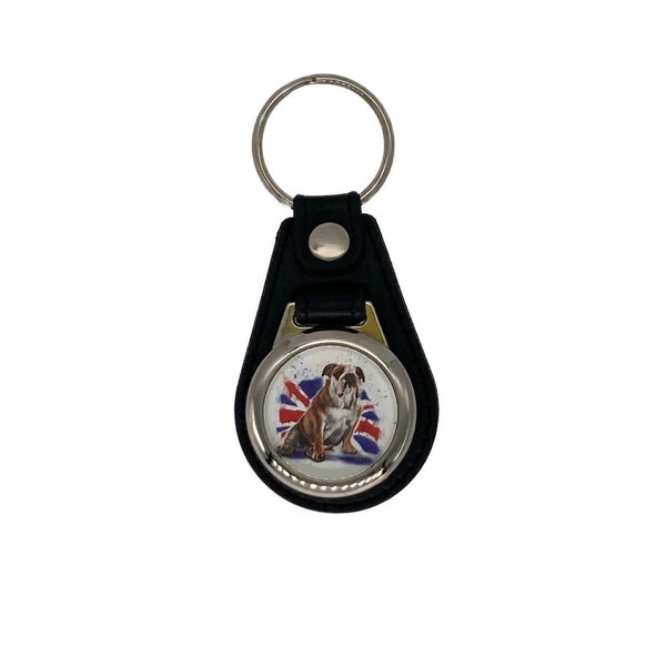 British Bulldog Keyring, choice of regular keyring or trolley coin keyring