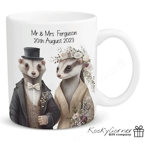 Ferret Wedding Day Mug, Personalised Mug, Mug & Coaster Set Also Available, Coffee Mug, Gift Mug, Ferret Mug