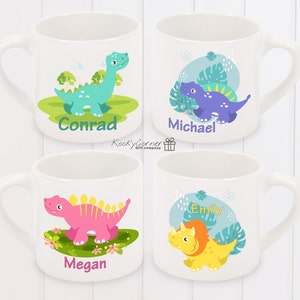 Personalised Dinosaur Children's Ceramic Mug, Mug & Coaster Set Also Available, Childs Mug, Small Mug, Name Mug