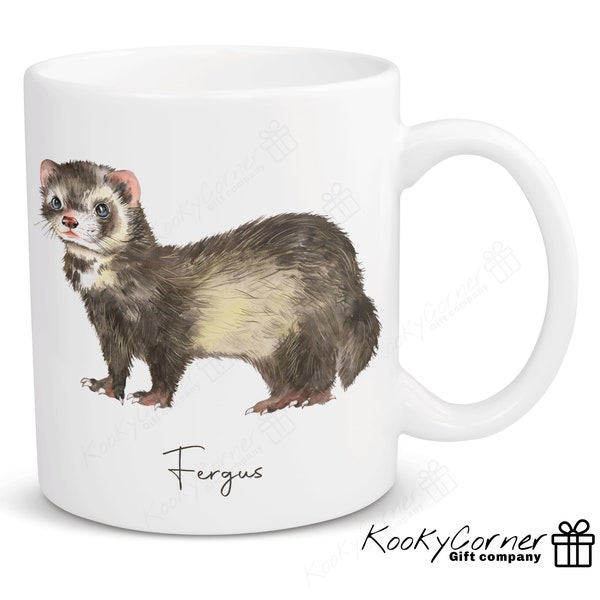 Ferret Mug, Personalised Mug, Mug & Coaster Set Also Available, Coffee Mug, Gift Mug