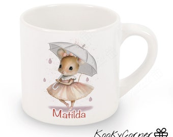 Personalised Ballerina Mouse Ceramic Mug: Children's Mug, Optional Coaster