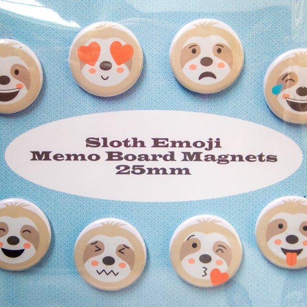 Sloth Emoji Memo Board  Fridge Magnets 25mm (Pack of 8)