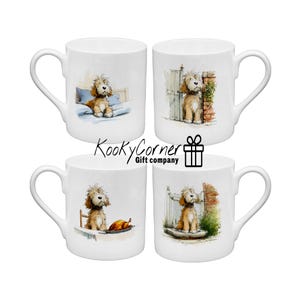 Set of 4 Cockapoo Bone China Mugs – Illustrated Dog Coffee Cups