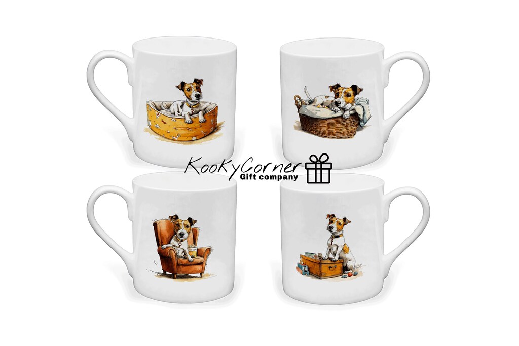 Tazza In Porcellana Fine 0,4 L – Jack Russell Dentro E Fuori – Regalo Per Amanti Dei Cani