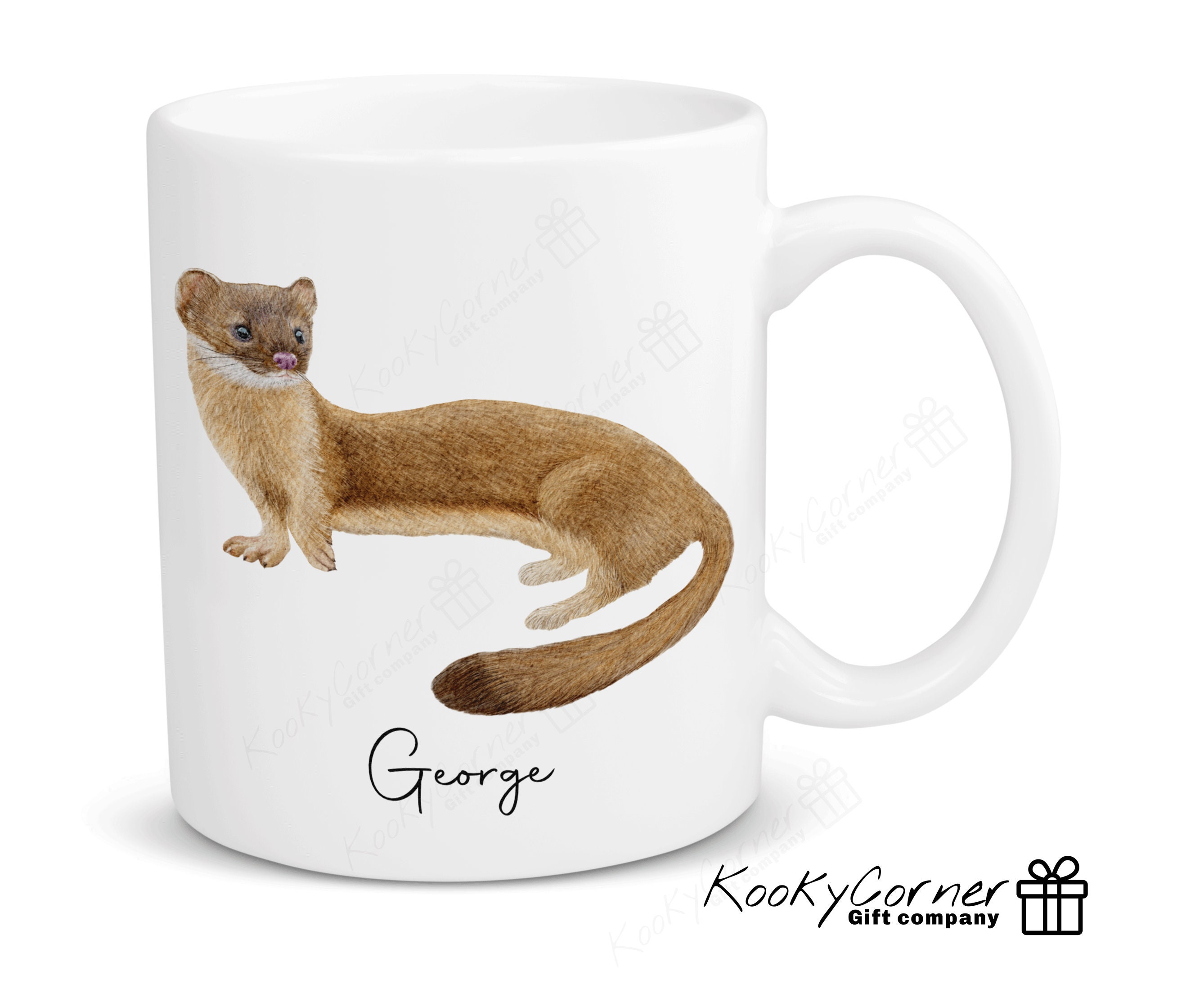 Long Tailed Weasel Ceramic Mug, Mug & Coaster Set