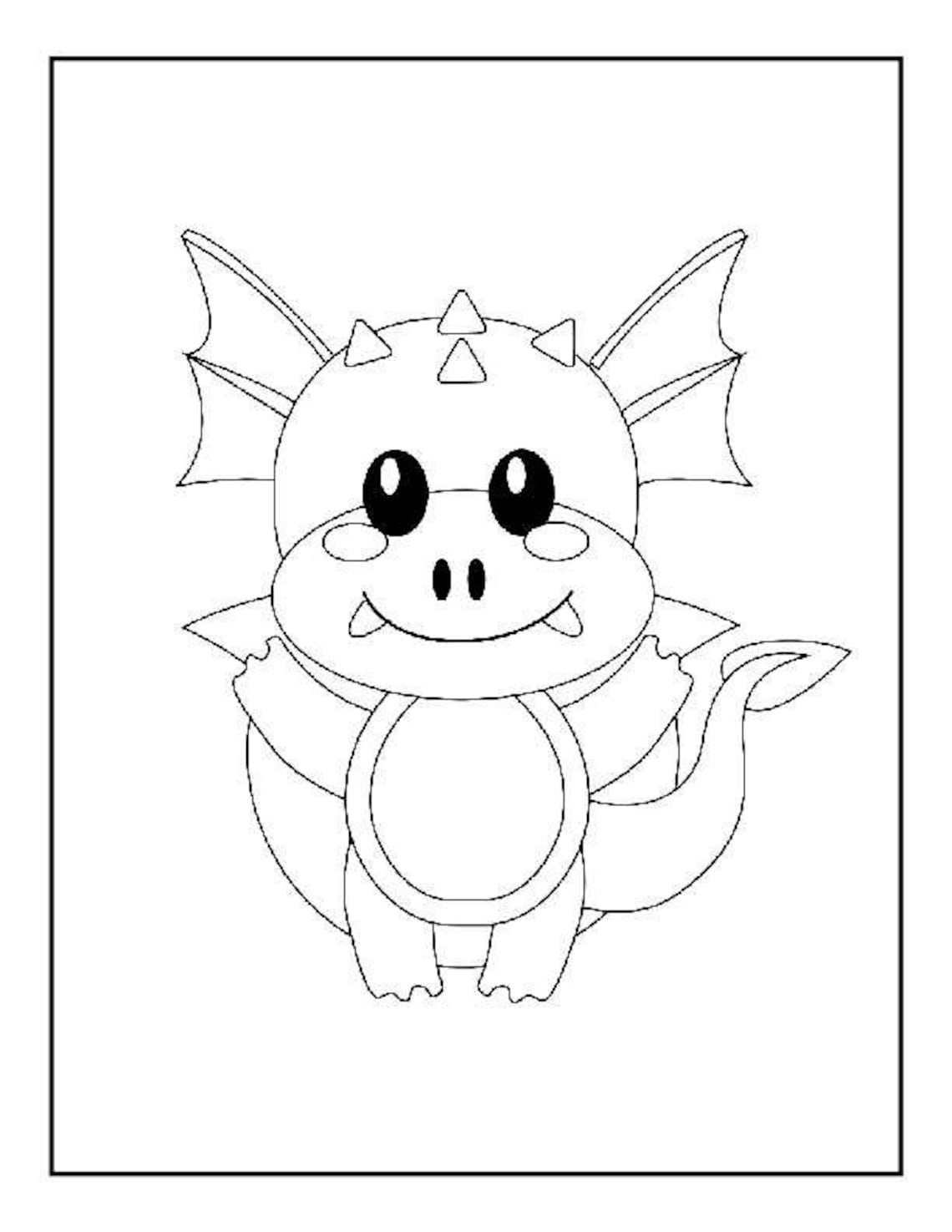 6 High Quality Printable Cute Kids Dragon coloring pages | Etsy