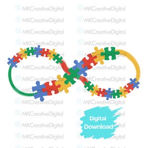 Colorful Autism Awareness and Acceptance Infinity Puzzle Pieces Clip Art