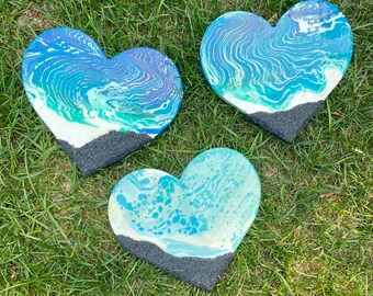 Hawaiian Escape Heart Shaped Paintings | Tropical Beach Art