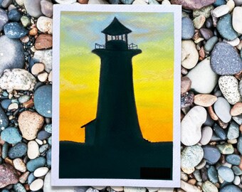 Lighthouse Pastel Painting | Nautical Wall Decor | Ocean lovers gift