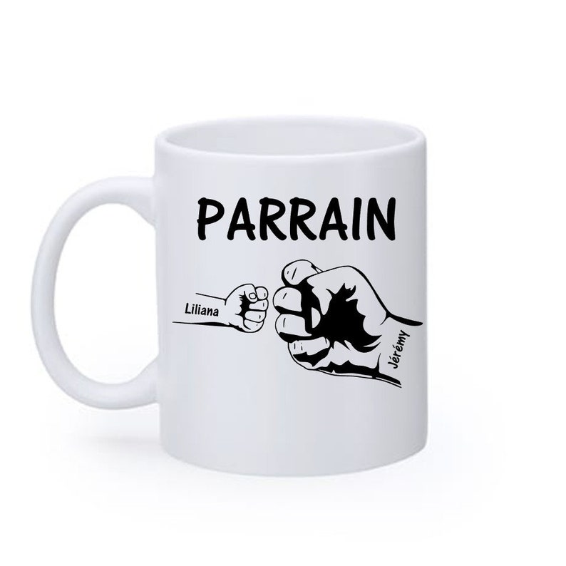 mug poing parrain Blanc