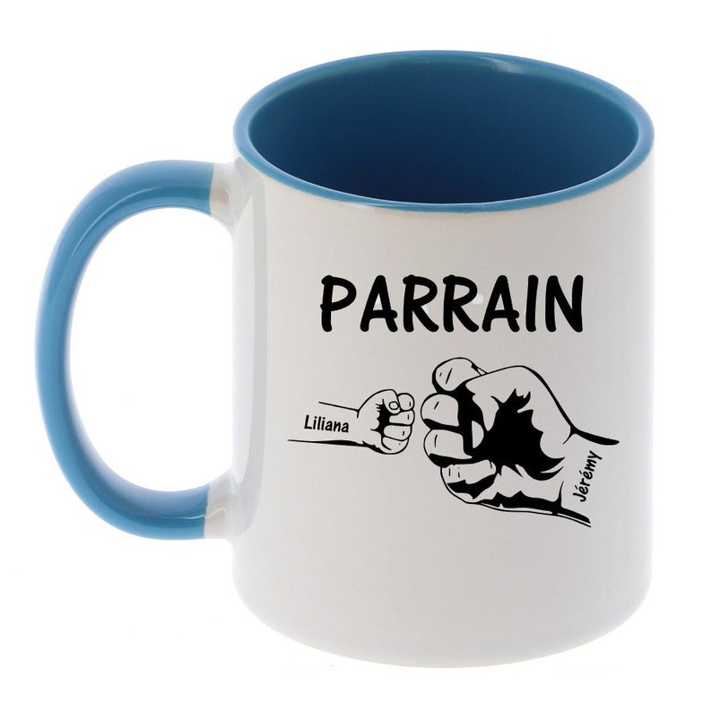 mug poing parrain Bleu