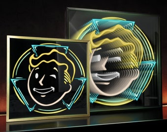 Fallout Vault Junge | Infinity Spiegel Neonlicht | Unendlichkeits-Spiegel | LED-Dekor | Leuchtreklame | Nuklear Dekor | Spielzimmer | Modernes handgemachtes Dekor