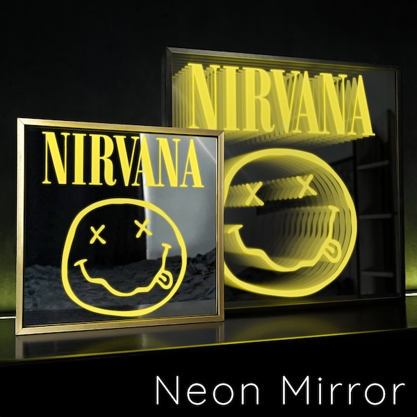 Nirvana Smile | Infinity Mirror Neon Light | Infinity Mirror | LED Desk/Shelf/Wall Decor | Infinity Neon | Neon Sign | Night light Gift