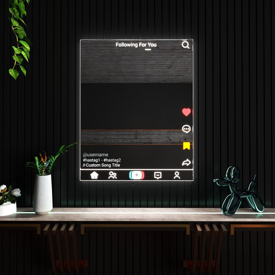 Tiktok Mirror Home Screen Customisable Trendy Glass Neon Mirror Neon Sign Bedroom/lounge Decor