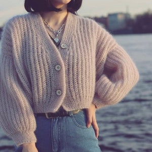 Mohair Cardigan Damen Braut Shrug Bolero Wolljacke Damen Mohair Pullover Orange Strickmantel Hochzeit Cardigan