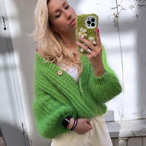 Mohair Cardigan Women Bridal Shrug Bolero Wool Jacket Women Mohair Sweater Orange Knitted Coat Wedding Cardigan