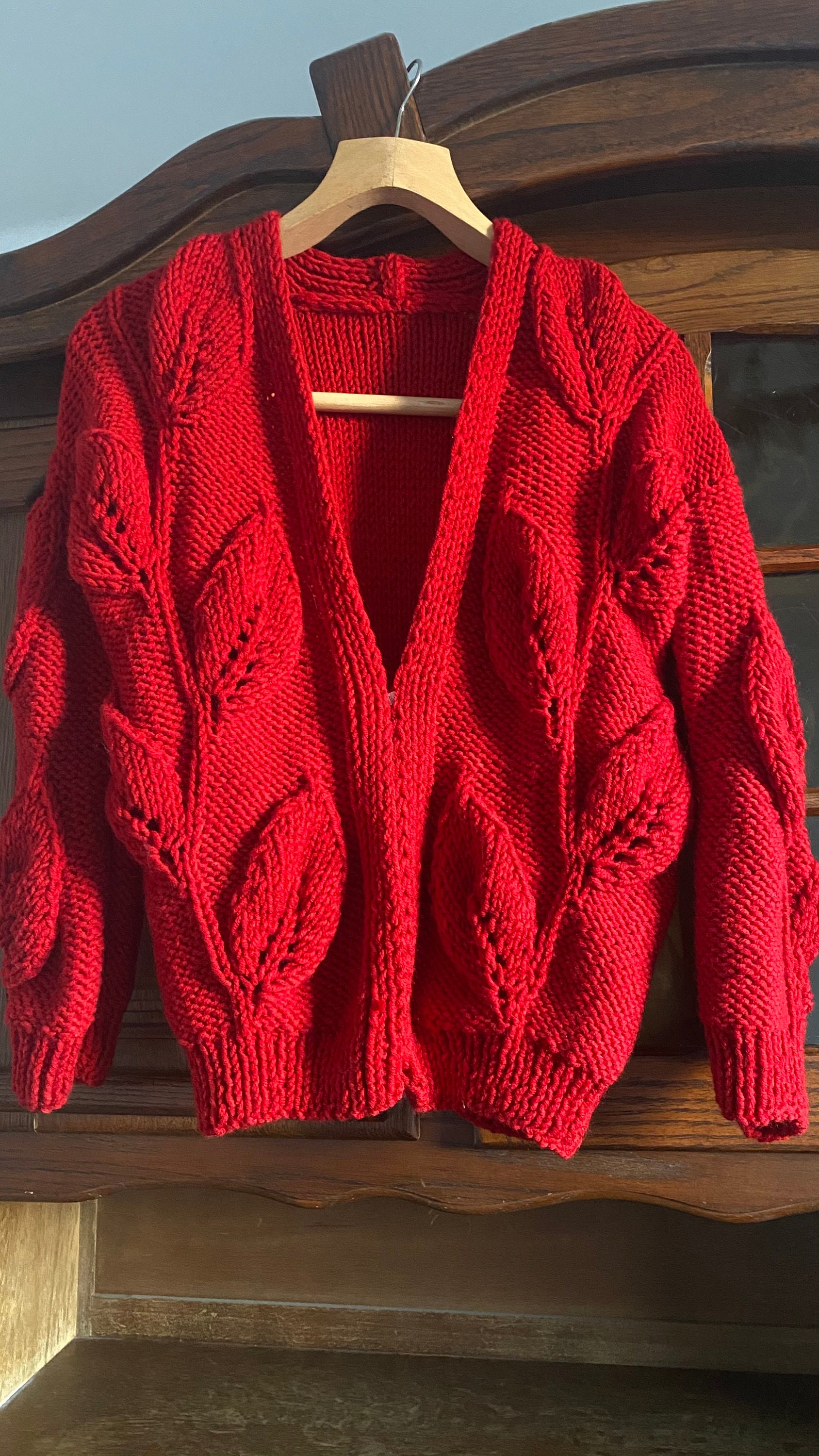 Knit Bomber Jacket with Leaf Ornament Chunky Knit Bomber as Etsy