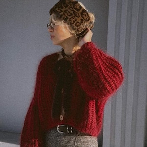 Mohair Cardigan Women Bridal Shrug Bolero Wool Jacket Women Mohair Sweater Orange Knitted Coat Wedding Cardigan