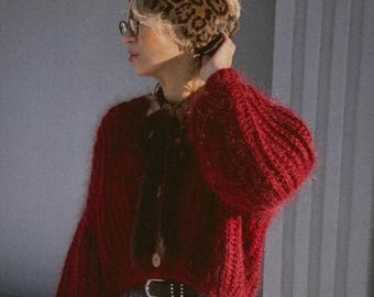 Mohair Cardigan Women Bridal Shrug Bolero Wool Jacket Women Mohair Sweater Orange Knitted Coat Wedding Cardigan