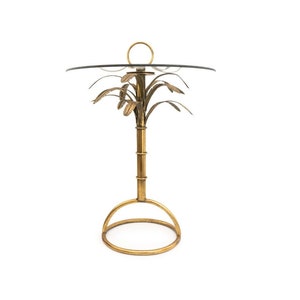 Gold Palm Tree Table with Glass Top