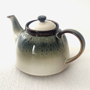 Reactive Glaze Ceramic Durable Tea Pot with earthy Blue, Brown and Cream Tones