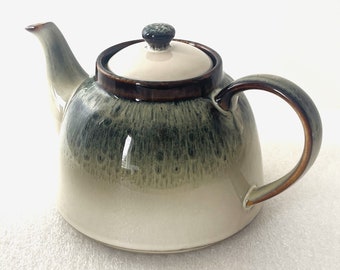 Reactive Glaze Ceramic Durable Tea Pot with earthy Blue, Brown and Cream Tones