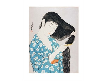 Woman Combing Hair By Hashiguchi Goyo