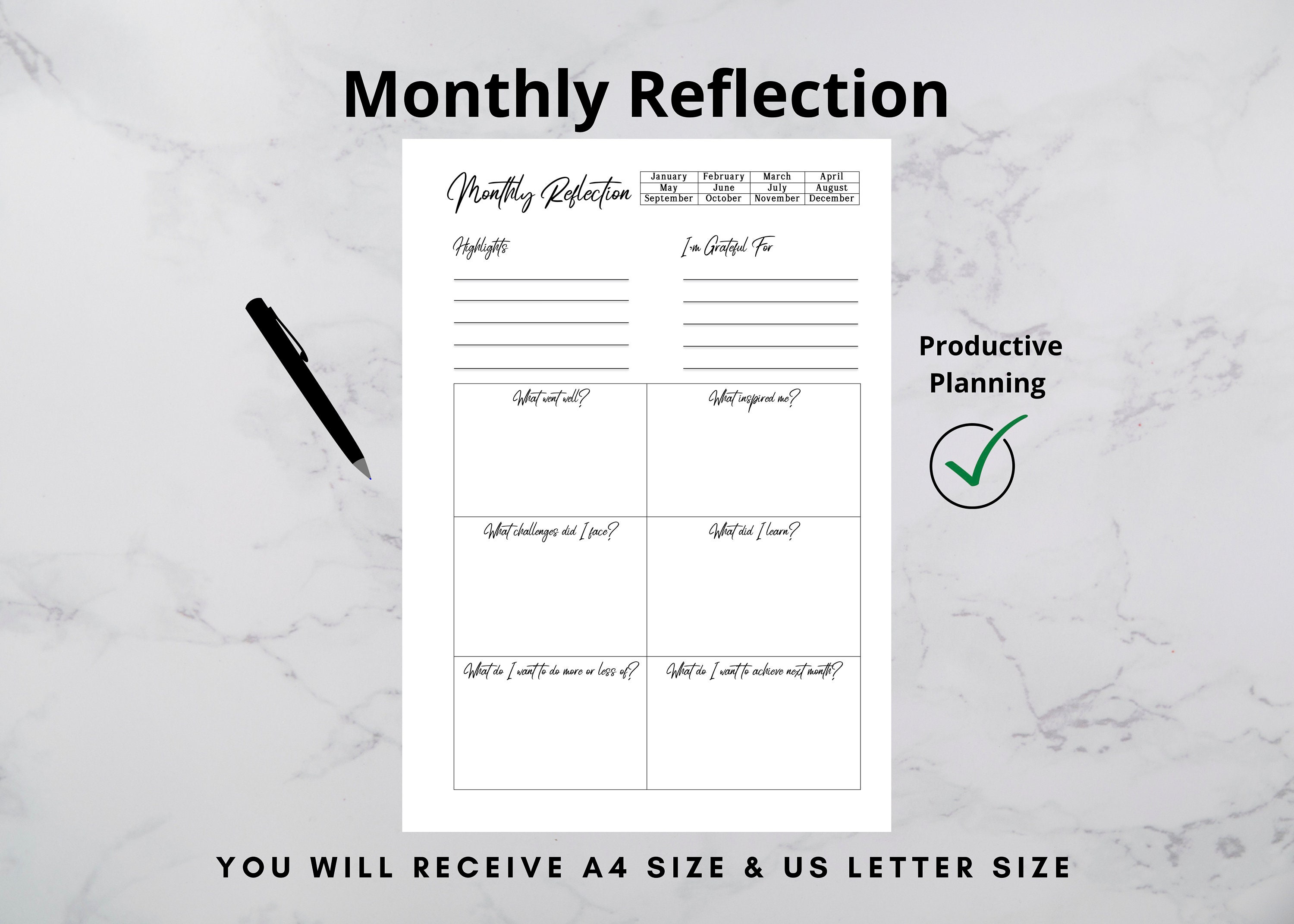 Monthly Reflection Printable/Monthly Self-Reflection/Monthly | Etsy