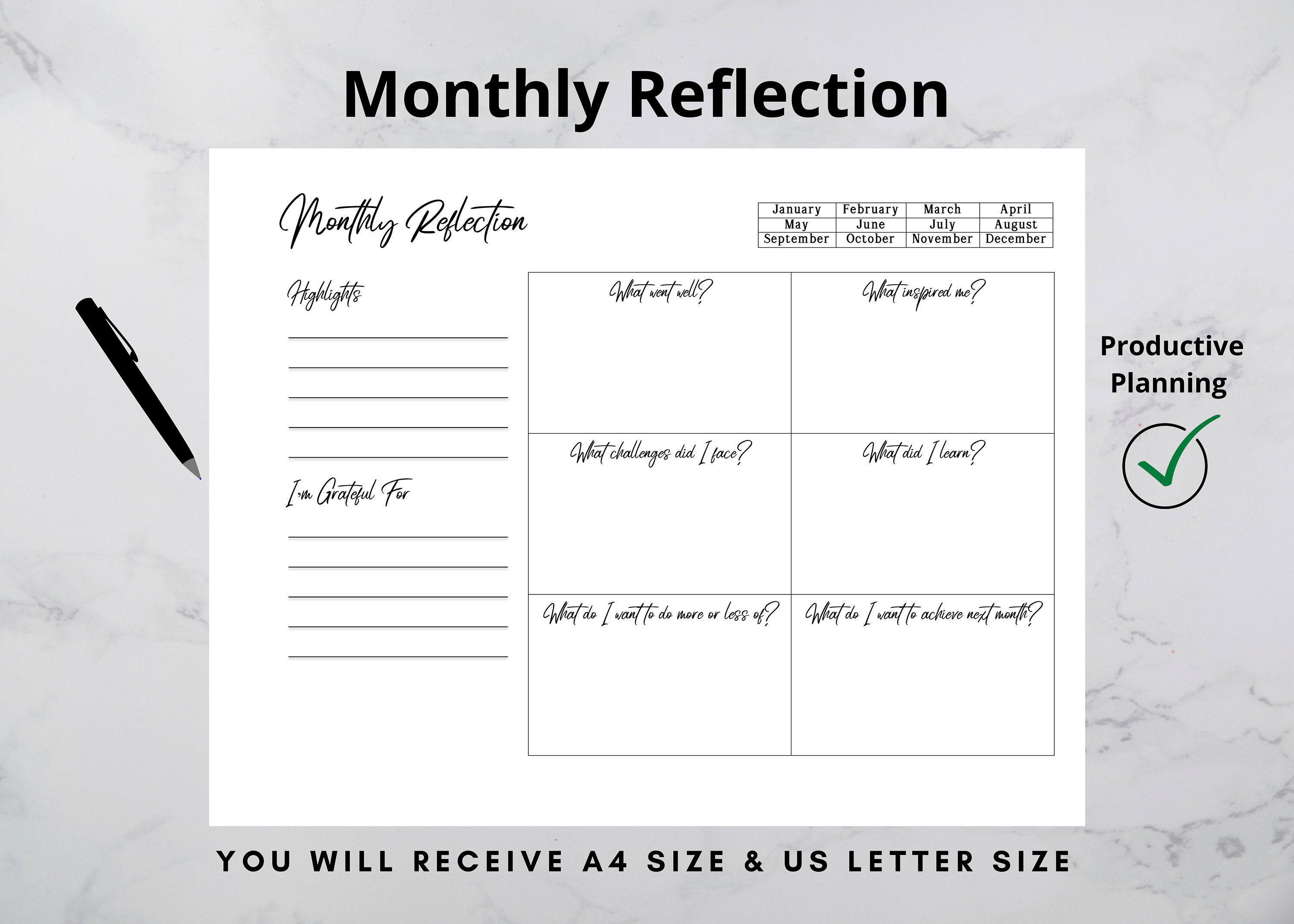 Monthly Reflection Printable/Monthly SelfReflection/Monthly Etsy Monthly Reflection Printable/Monthly SelfReflection/Monthly Etsy