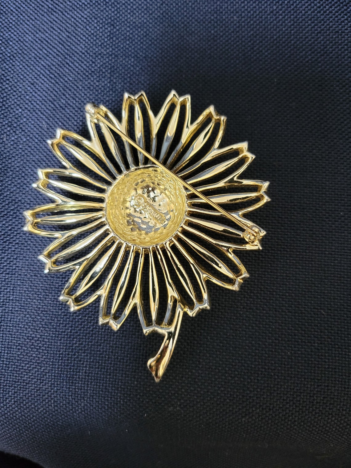 Vintage Gold Tone Sunflower Brooch | Etsy