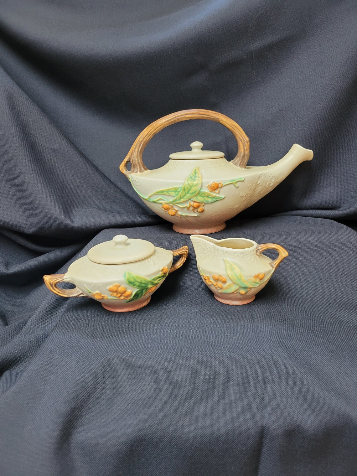 Roseville Pottery Bittersweet Tea Set Etsy