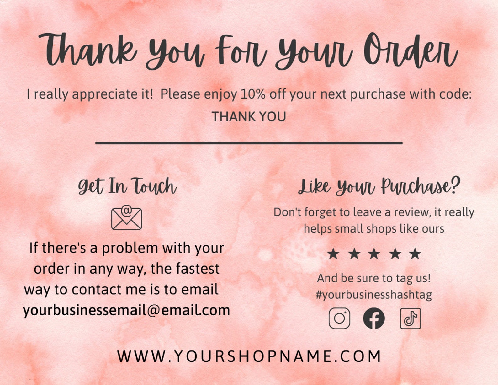 Printable Thank You Cards Business Editable Thank You For | Etsy