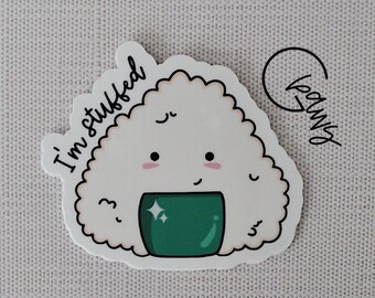 Cute Kawaii Rice Sticker, Japanese Onigiri Sticker, Asian Food Sticker, Foodie Sticker, Food Lovers Gift, Water Bottle Waterproof Vinyl