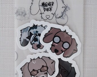 Cute Dachshund Sticker Pack, Wiener Dog Sticker, Sausage Dog Sticker, Gift For Dog Lovers, Glossy Waterproof Vinyl Sticker, Water Bottle