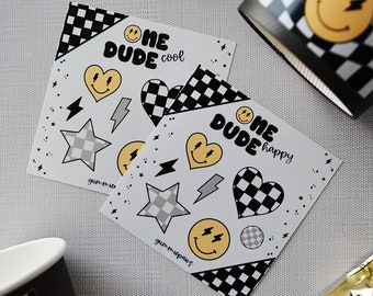 One Happy Dude Stickers, One Happy Dude Favors, Baby&#39;s First Birthday Theme Stickers, Smiley Face Sticker Sheets, Cool Kids Birthday Favor