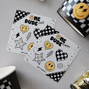 One Happy Dude Stickers, One Happy Dude Favors, Baby&#39;s First Birthday Theme Stickers, Smiley Face Sticker Sheets, Cool Kids Birthday Favor