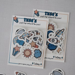 Trip Around The Sun Birthday, Kids Party Favor, Temporary Tattoo, Party Tattoos, Space Birthday, Any Age Birthday, Kids Party Favors