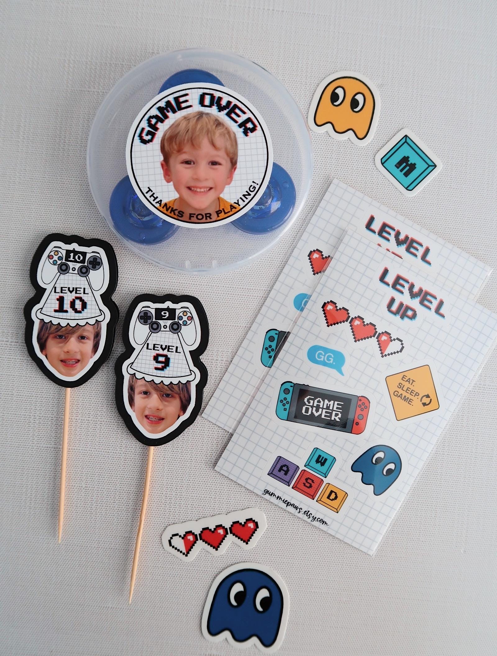 Gamer Birthday, Level Up, Game Over, Cupcake Toppers, Personalized ...