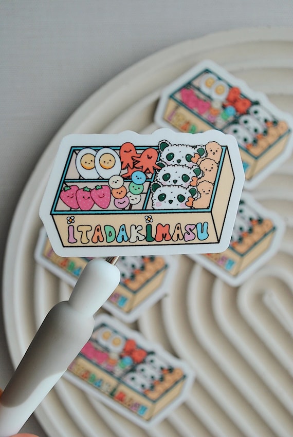 Cute Lunch Box Sticker, Kawaii Bento Box Sticker, Cute Food Sticker, Asian Food Sticker, Gift For Foodies, Cute Holographic Vinyl Sticker