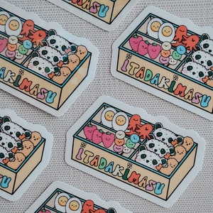 Cute Lunch Box Sticker, Kawaii Bento Box Sticker, Cute Food Sticker, Asian Food Sticker, Gift For Foodies, Cute Holographic Vinyl Sticker image 3