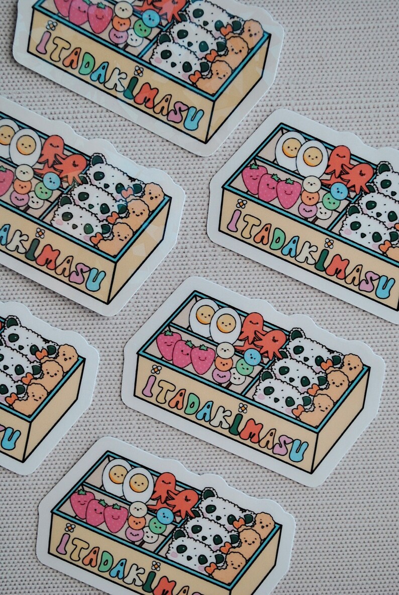 Cute Lunch Box Sticker, Kawaii Bento Box Sticker, Cute Food Sticker, Asian Food Sticker, Gift For Foodies, Cute Holographic Vinyl Sticker image 3