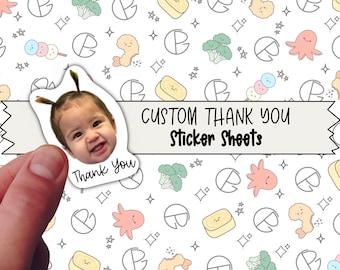 Aangepaste bedankstickers, gepersonaliseerde bedankstickers, foto naar sticker, babyshower, vrijgezellenfeest, trouwbedankjes, stickers cadeauzakje