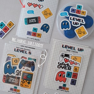 Birthday Favors, Level Up, Gamer Theme, Cool Party Favor, Waterproof ...