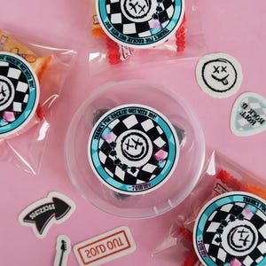 Birthday Thank You Round Sticker Labels, What's my name again?, Blink And I'm 2, Punk Rock Emo Birthday