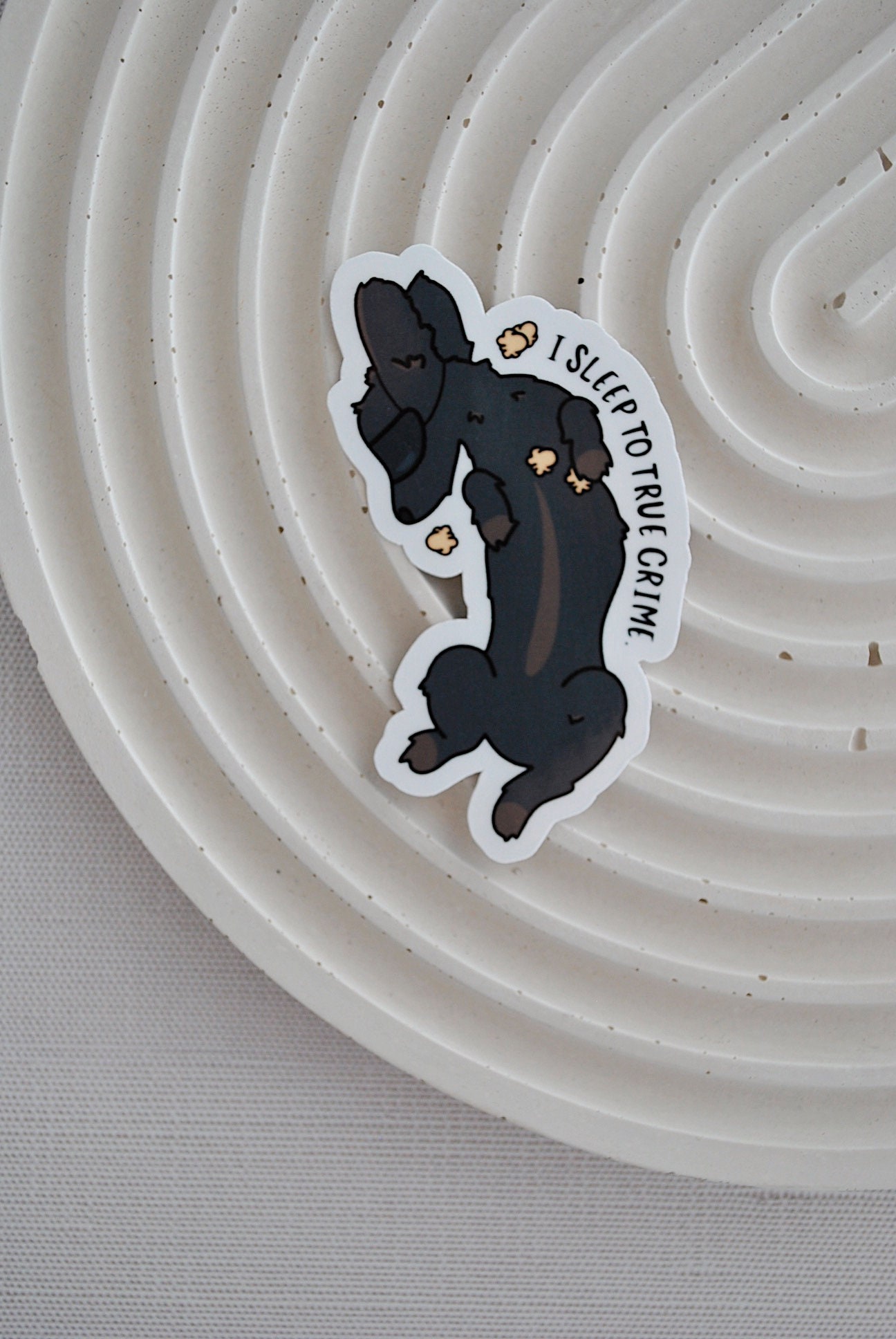 Cute Dachshund Sticker, True Crime Sticker, I Sleep to True Crime ...