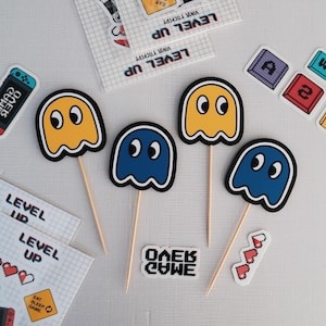 Cupcake Toppers, Gamer Theme Birthday, Cake Toppers, Level Up Birthday, Gamer, Video Game, Kids Birthday, Computer Games, Birthday Decor