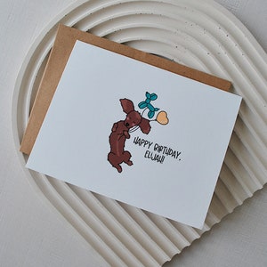 Carte d'anniversaire teckel, carte d'anniversaire personnalisée, carte de voeux pour les amateurs de teckel, carte d'anniversaire personnalisée, carte d'anniversaire mignon chien viennois