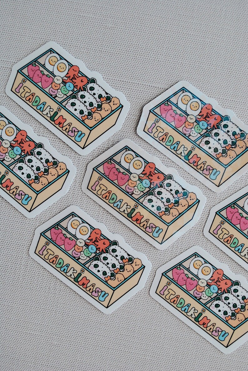 Cute Lunch Box Sticker, Kawaii Bento Box Sticker, Cute Food Sticker, Asian Food Sticker, Gift For Foodies, Cute Holographic Vinyl Sticker image 2