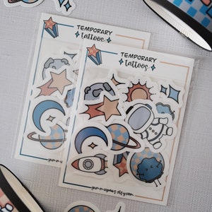 Outer Space, Galaxy, Astronaut, Party Favors, Birthday Favors, Baby Shower Favors, Temporary Tattoos, Cool Party Favors, Space Ship, Stars