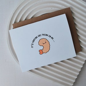 Tarjeta de camarones linda, tarjeta de amor de camarones, tarjeta del día de San Valentín, tarjeta de cumpleaños linda, tarjeta de comida linda, tarjeta de camarones divertida, tarjeta de sushi Ebi Kawaii